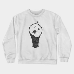 Light Bulb - Space, Stars, Planets, Saturn and little space rocket Crewneck Sweatshirt